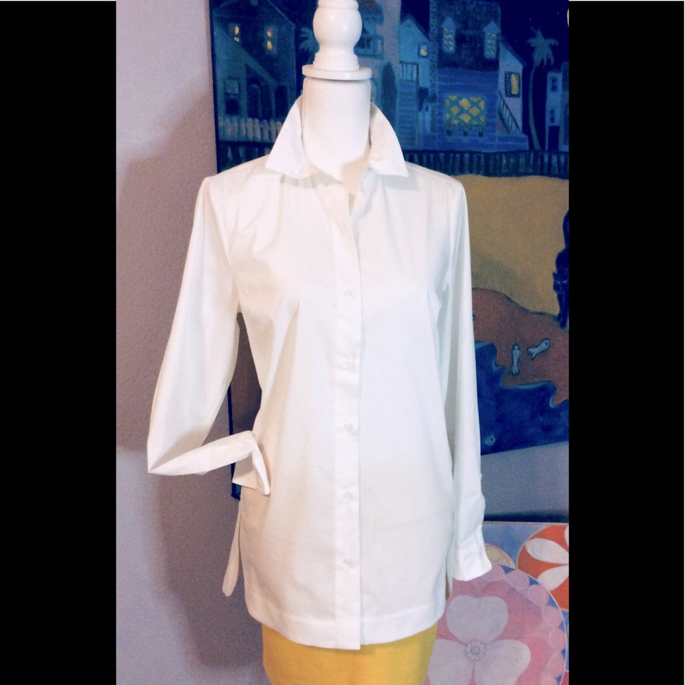 Premise White Tunic Blouse Cotton/spandex Sz Small